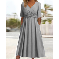 Nina | Damen Festliches Wickel Abendkleid Midi in Grau