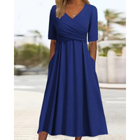 Nina | Damen Festliches Wickel Abendkleid Midi in Blau