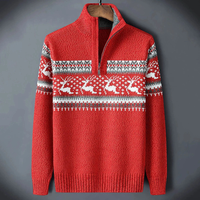 Noah | Herren Strick Pullover mit Half-Zip in Rot