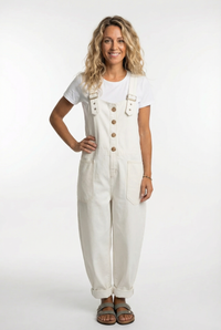 Noelia | Verstellbarer Denim Latzoverall in Weiß