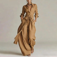 Octavia | Damen Koordinierten Set mit Hemdbluse in Khaki