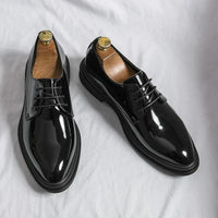 Oliver | Herren Glänzende Schnür Derby Schuhe in Schwarz Lackiert