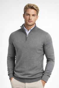 Oliver | Herren Halbzip Strickpullover in Grau