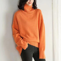 Damen Langarm-Turtleneck-Pullover in Orange