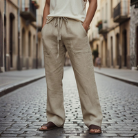 Orsino | Herren Weite Schlupfhose mit Kordelzug in Beige