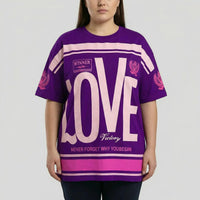 Oversized T-Shirt mit Grafik-Print für Damen in Lila