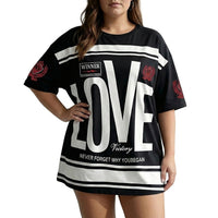 Oversized T-Shirt mit Grafik-Print für Damen in Schwarz
