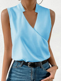 Paloma | Damen Ärmellose V-Ausschnitt Bluse Floral in Blau