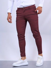 Penn | Herren Slim Fit Chinohose mit Stretch in Bordeaux
