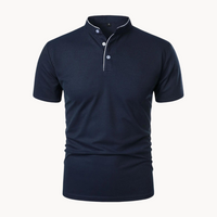 Percival | Herren Poloshirt mit Stehkragen Kurzarm in Marineblau