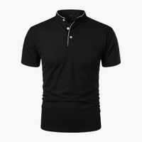 Percival | Herren Poloshirt mit Stehkragen Kurzarm in Schwarz