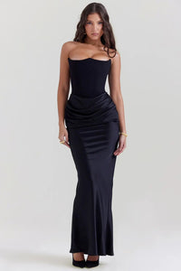 Moni - Damen Maxikleid für den Abend mit zeitloser Spitze in Schwarz