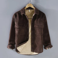 Peter | Herren Warme Cordjacke mit Knopfleiste in Braun