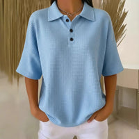 Bregje | Damen Poloshirt Kurzarm Relaxed Fit in Blau