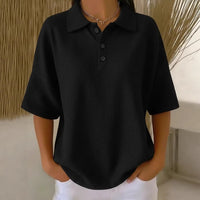 Bregje | Damen Poloshirt Kurzarm Relaxed Fit in Schwarz