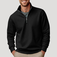 Philipp | Herren Klassischer Viertelzip Pullover in Schwarz