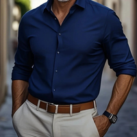 Philipp | Herren Klassisches Langarm Hemd Slim Fit in Marineblau