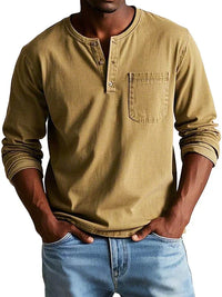 Philipp | Herren Langarm Henleyshirt lässig in Khaki
