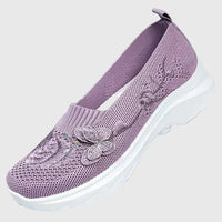 Philippa | Damen Bestickte Schmetterling Slip-On Loafer in Lila