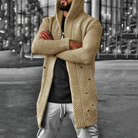 LÄSSIGER MITTELLANGER HERREN-STRICKCARDIGAN MIT KAPUZE - HOWARD in Khaki