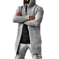 LÄSSIGER MITTELLANGER HERREN-STRICKCARDIGAN MIT KAPUZE - HOWARD in Grau
