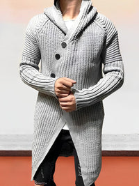 Lässige Strickjacke mit Kapuze aus langem Strick - MICHAEL in Grau