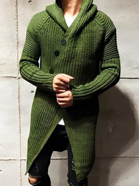 Lässige Strickjacke mit Kapuze aus langem Strick - MICHAEL in Grün