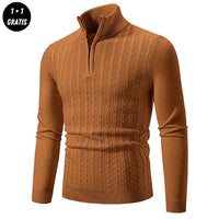 EDDY - Stilvoller Zip-Up Pullover für Herren in Braun