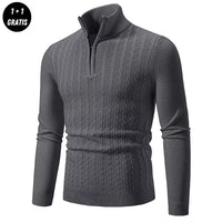 EDDY - Stilvoller Zip-Up Pullover für Herren in Dunkelgrau