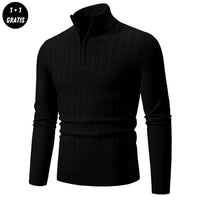 EDDY - Stilvoller Zip-Up Pullover für Herren in Schwarz