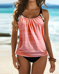Augustus - Figurschmeichelndes unifarbiges Tankini mit Leopardenmuster in Rosa