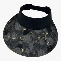 Faltbarer Strohhut mit Blumenakzent und UV-Schutz in Schwarz