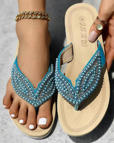 Perla | Stilvolle Perlensandalen in Übergröße für Damen
