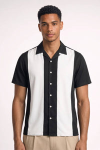 Polo Herren - Retro Colorblock | Kurze Ärmel in Schwarz Weiß
