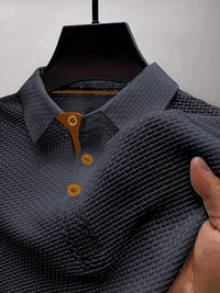 Hugo | Polokragen T-Shirt aus elastischem Flechtenetz für ultimativen Tragekomfort in Dunkelgrau