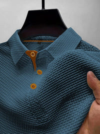 Hugo | Polokragen T-Shirt aus elastischem Flechtenetz für ultimativen Tragekomfort in Blau