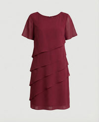 Drune | Damen Elegantes Figurbetontes Kleid Schlank Feminin Modern in Rot