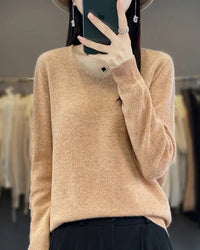 Bianca | Feiner Merino Pullover in Goldkamel