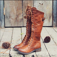Sarah | Damen Klassiker Lace-up Schnürstiefel in Braun