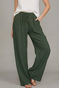 Ragnhild | Weite Hose mit Kordelzugbund in Grün