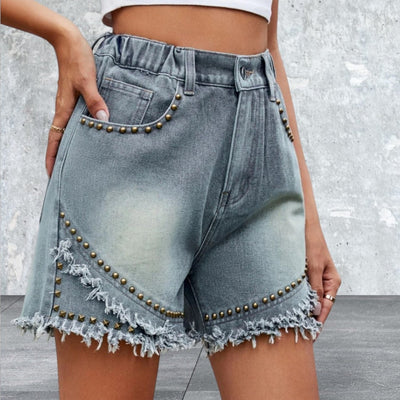 Fudus | Hohe Taille Rohsaum Asymmetrischer Jeansrock