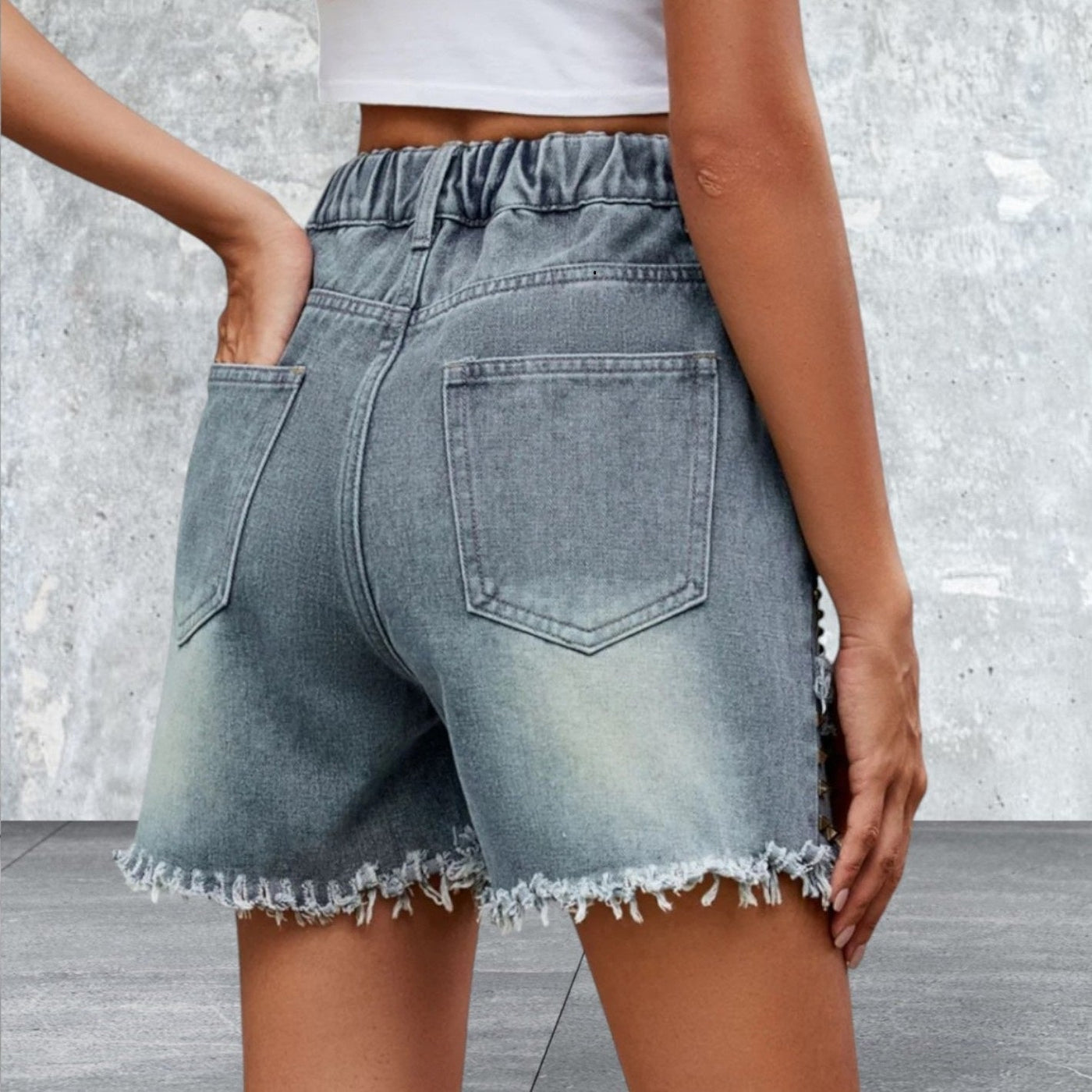 Fudus | Hohe Taille Rohsaum Asymmetrischer Jeansrock