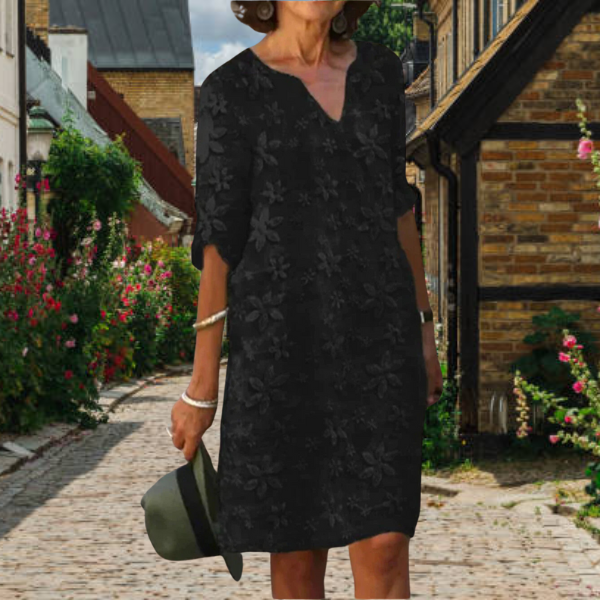 Alina | Blumenkleid Damen – Elegantes Festkleid mit V-Ausschnitt, Bequeme Passform