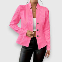 Reina | Damen Troyer Pullover Zopfmuster Langarm Anliegend in Rosa