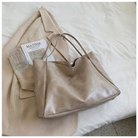 Annika | Retro PU-Leder Tote Bag Damen geräumige Schultertasche in Beige