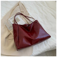 Annika | Retro PU-Leder Tote Bag Damen geräumige Schultertasche in Rot