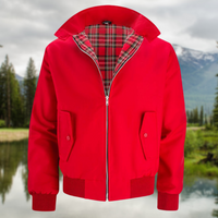 Rex | Herren klassische Harrington Jacke mit Tartan-Futter in Rot