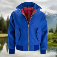 Rex | Herren klassische Harrington Jacke mit Tartan-Futter in Königsblau