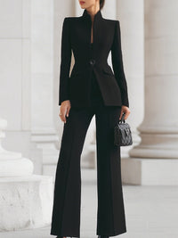 Ricarda | Damen Hosenanzug Set mit Tailliertem Blazer in Schwarz