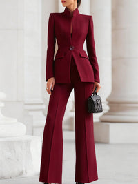 Ricarda | Damen Hosenanzug Set mit Tailliertem Blazer in Rot